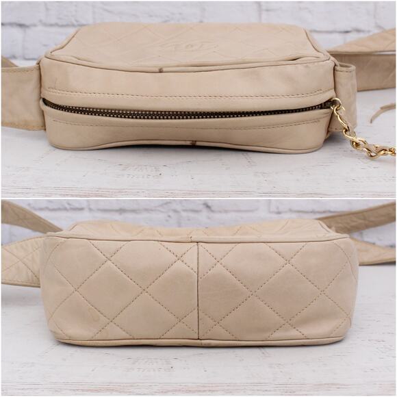 Chanel CC Cream Quilted Lambskin Leather Camera Bag Shoulder A5536Crossbody - Picture 11 of 11
